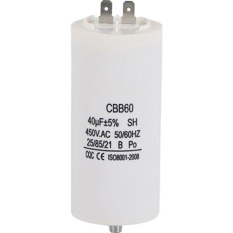 Condensateur CBB60 450V 40µF pour pompe à eau de machine à laver 50/60Hz (1/5)