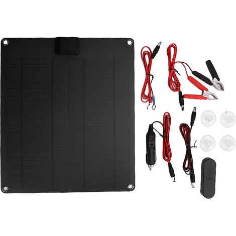 Ortviai Panneau Solaire Portable 30 W IP67 avec Contrôleur pour Batterie 12 V, Chargeur Trickle pour Voiture, Bateau, Camping-car