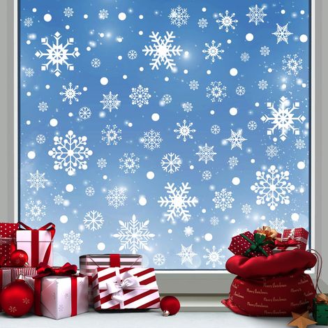 480 autocollants de fenêtre flocons de neige de Noël, stickers statiques pour vitres, décorations hivernales pour la maison et les fêtes (1/5)