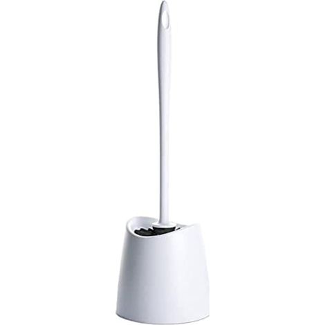 1 - Brosse WC - Support Toilette - Design Ergonomique - Matériau Polypropylène - Pour Salle De Bain - Blanc - 12x12x38cm