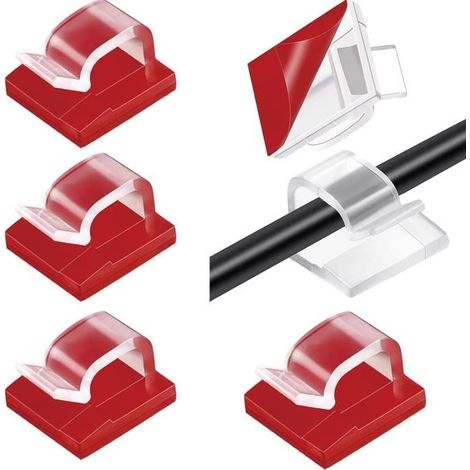 60PCS Clips Cable Adhesif, Cable Management Bureau, Crochet Guirlande Exterieur, Attache Cable Adhesif, Pour Organiseur Bureau/Pc (1/4)