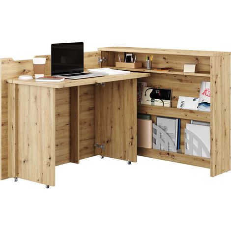 Scrivania richiudibile Lenart Off. Consus cm115x27-136x93H sinistro Rovere