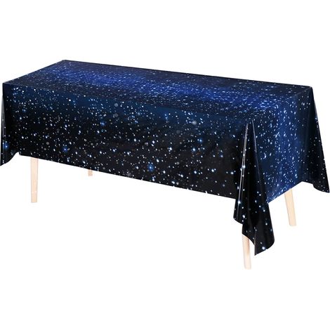 Nappe Jetable Étoilée - Motif Nuit Étoilée - Pour Table Rectangulaire - 140 x 240 cm - Imperméable - 1 Pièce (1/5)