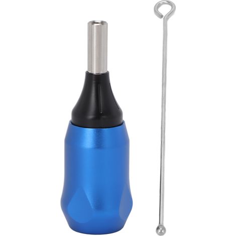 Poignée de tatouage professionnelle en alliage d'aluminium bleue, grip ajustable pour cartouches, longueur d'aiguille réglable (1/5)