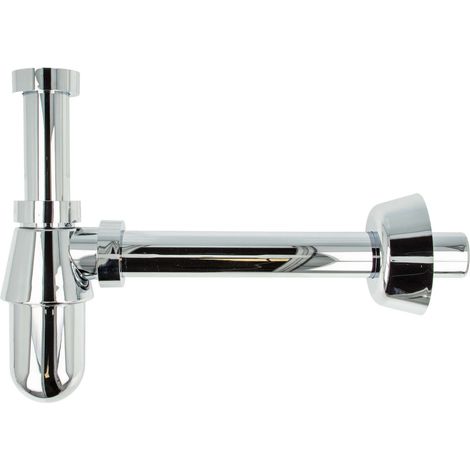 tecuro Flaschensiphon Geruchsverschluss 1 1/4 Zoll x Ø 32 mm, Kunststoff verchromt - lange Ausführung (1/5)