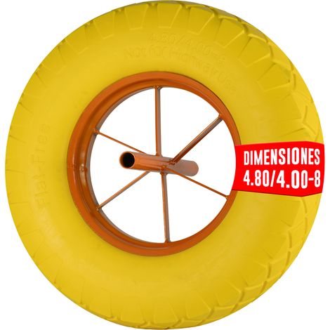 EURO VANADIUM - Rueda de carretilla sólida antipinchazos de 360 mm con eje de diámetro 20 mm (1/5)