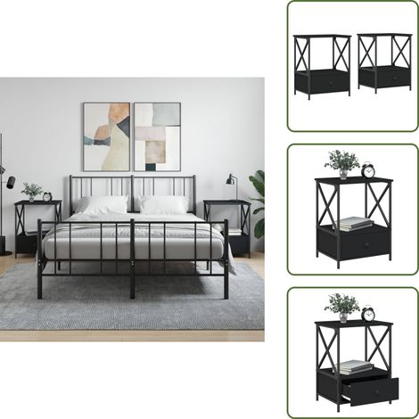 Nachttische 2 Stk. Schwarz 50x41x65 cm Holzwerkstoff - Industrieller Nachttisch - Holzwerkstoff Nachttisch - Schwarzer Nachttisch - Nachttisch Set - Wohnzimmer Tisch (1/5)