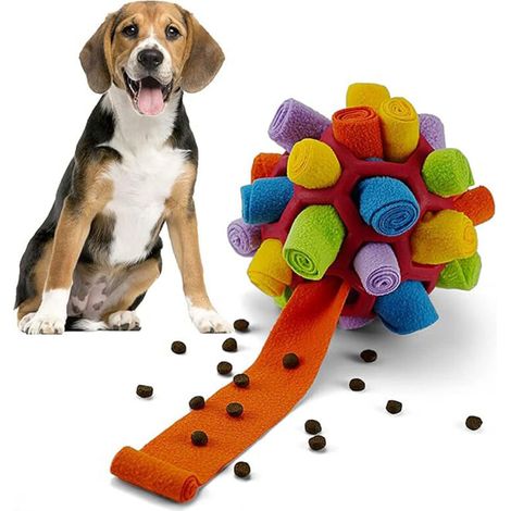 Balle à Renifler pour Chien, Jouet Chien, Jeu Intelligence Chien, Snuffle Ball pour Chien, Jouet Interactif pour Chien pour Soulager Le Stress - Rouge