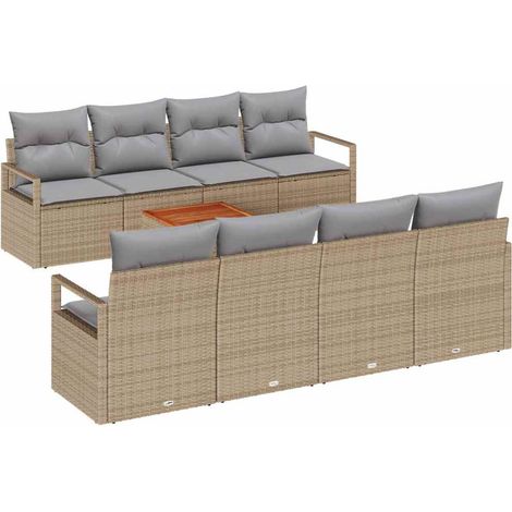 Maison Exclusive - Gartensofa-set mit Kissen 9 pcs Beige Poly-Rat