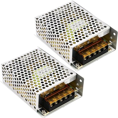 Lot de 2 blocs d'alimentation à découpage 12 V 5 A 60 W Transformateur LED Convertisseur de tension régulé AC 220 V vers DC 12 V Adaptateur transformateur pour bandes LED, projets d'éclairage (1/5)