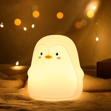 Veilleuse pingouin mignonne, lumières pingouin pour garçons filles cadeaux de Noël veilleuse enfants adolescents décoration de cham (1/4)