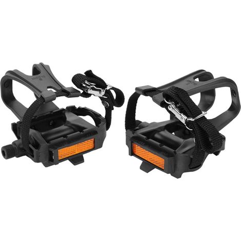 Cale Pied Velo,1 Paire De Pédales De Vélo,1 Paire De Pédales De Vélo avec Clips Et Sangles, Pédales De Vélo Pédales De Cyclisme Pinces d'orteil Cage Pédales Plates pour Aux Vélos d'exercice (1/5)