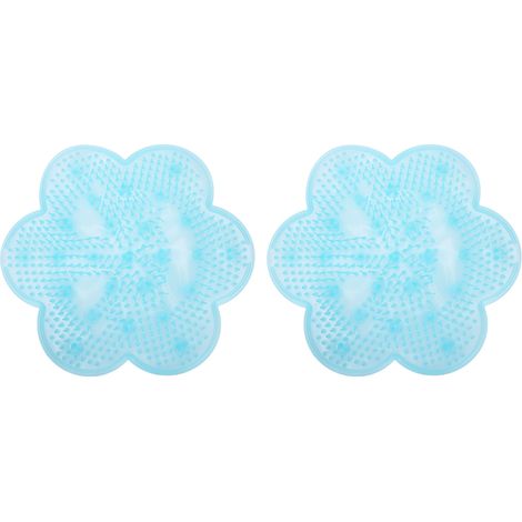 2 coussinets de massage des pieds antidérapants, nettoyeurs exfoliants à ventouses bleus pour douche (1/5)