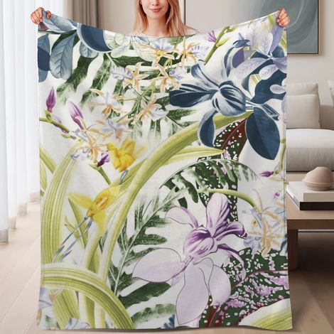 Couverture de lit en polaire, jeté doux et chaud de printemps, légère et luxueuse en microfibre de polyester, décoration intérieure cosy, ajout parfait à la décoration intérieure, cadeau adapté pour l (1/4)