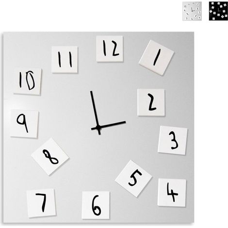 Horloge murale carrée 50x50cm design moderne avec chiffres magnétiques Changing - Gris (1/5)