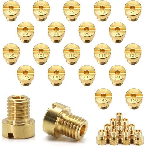 20 Pcs Gicleurs Principaux,Gicleur Principal de Carburateur,Buses de Carburateur Taille 55,60,65,70,75,80,85,90,95,100,105,110,115,120,125,130,135,140,145,150 (jaune, M6) (1/5)