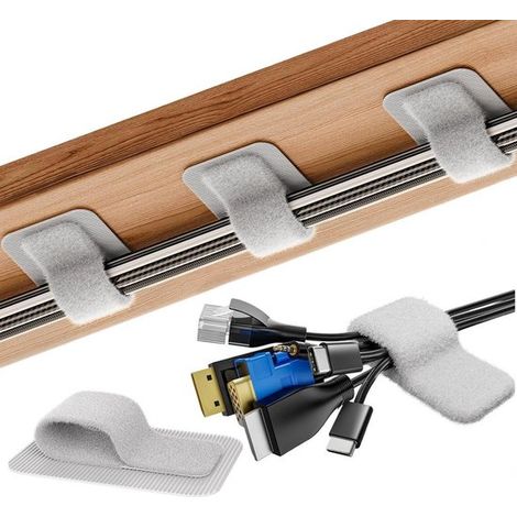 Kabelorganisator 40er-Pack Kabelmanagement Fixierer Verstellbare Klett-Kabelbinder Kabelbinder für unter den Schreibtisch Kabelabdeckungen Ideal 9 (1/5)