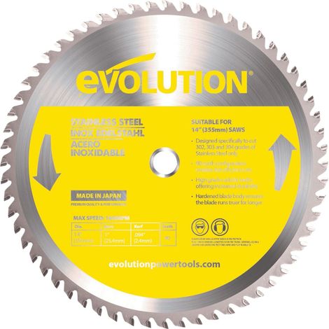 Evolution Stainless Steel Cutting Chop Saw Blade 355 x 25.4mm x 90T