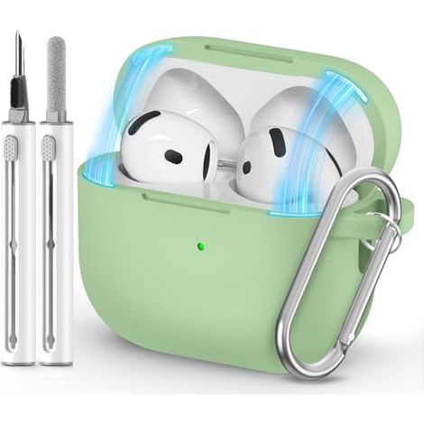 Étui de protection pour AirPods 4 - Protection En Silicone Avec Fermeture Magnétique - Compatible Avec AirPods 4ème Génération USB-C - Vert Pastel - 1 Pièce (1/5)