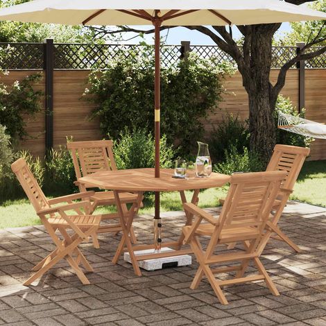 vidaXL Conjunto de Jardín 5 uds. Marrón Madera de teca maciza (1/5)
