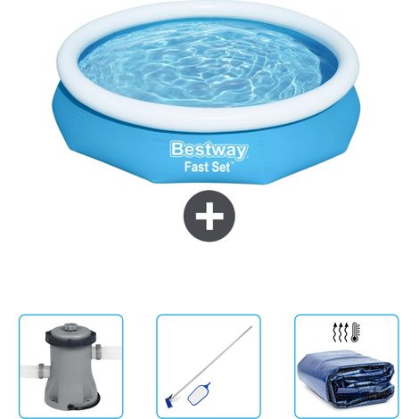 Piscine Gonflable Ronde Fast Set Bestway - 305 x 66 cm - Bleue - Incluse Accessoire CB45 (1/4)