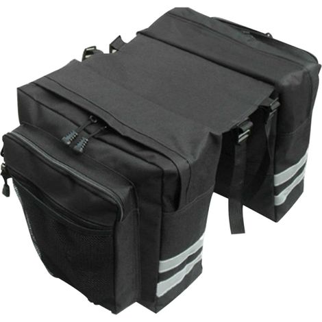 Sacoche de vélo multifonction pour siège arrière de vélo, sac de transport étanche avec réfléchissant pour porte-bagages arrière de vélo (noir)