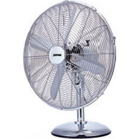 VENTILATORE CROMATO DA TAVOLO PALE 40 CM 4 PALE 3 VELOCITÀ BASE TONDA 50W H 58.5 (1/3)