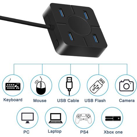 Dieser tragbare und kompakte USB-Hub bietet schnelle Datenübertragungsraten und ist mit einer Vielzahl von Desktop-Computern, Laptops, Mobiltelefonen und Tablets kompatibel.