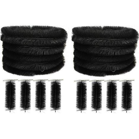 Set of 10 Black Gutter Brush Leaf Guard (4m) with Set of 8 Drain Guard Plugs (1/5)