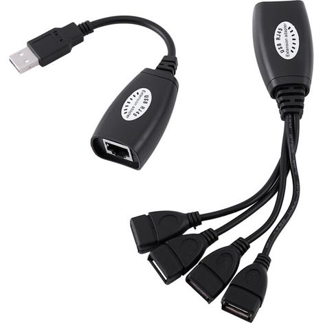 Hub USB 2.0 vers RJ45 4 Ports - Adaptateur Ethernet Réseau Extension Câble (1/5)