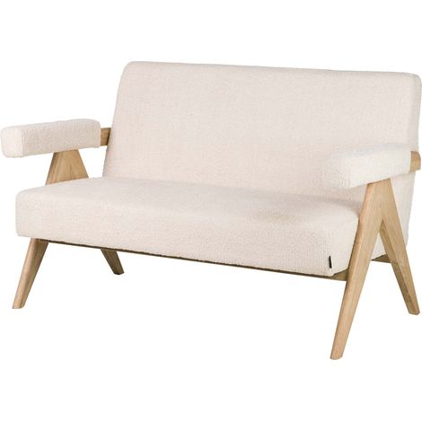 Weißes Bouclé-Sofa 134 x 76 x 85 cm (1/5)