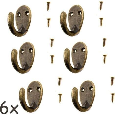 Lot de 6 crochets antiques pour porte-manteau, porte-serviettes, crochets en fer en laiton bronze, style vintage maison de campagne, rétro, ovale (1/4)