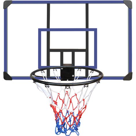 Canestro da basket da parete con tabellone e aro 112 x 72 cm nero e blu (1/4)