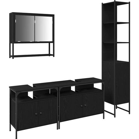 Maison Exclusive - Badezimmermöbel Set 4 pcs Schwarz Eichen-Optik