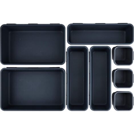 Organisateur de tiroir de bureau 8 pièces Séparateur de tiroir en plastique Séparateurs de tiroir avec 3 tailles de conteneurs de rangement pour maquillage, bureau, salle de bain, cuis (1/5)