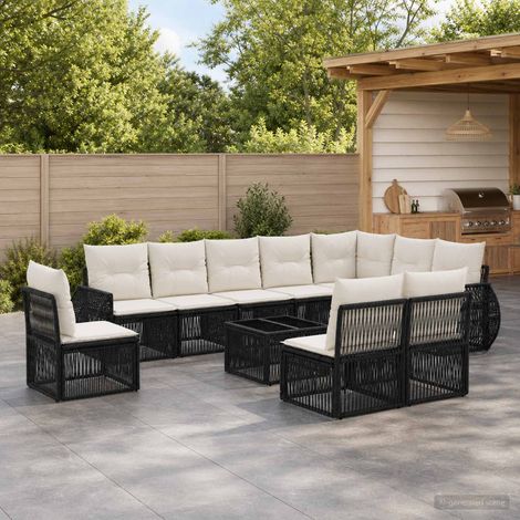 Set Divano da Giardino 11 pcs Nero e Bianco Crema polyrattan vidaXL (1/5)