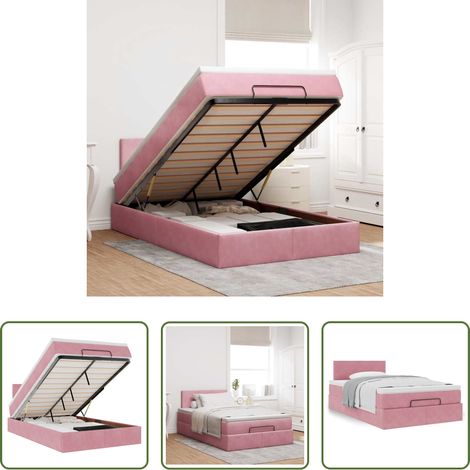 vidaXL Samt - Ottoman-Bett mit Matratze Rosa 120x200 cm Samt (1/5)