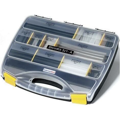 HellermannTyton 380-03003 Assortiment de gaines thermorétractables noir, transparent Taux de retreint:3:1 385 parties S17740 (1/2)