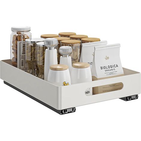 Organizador de cajones extraíble, agarre firme, funcionamiento suave, BLANCO (1/2)