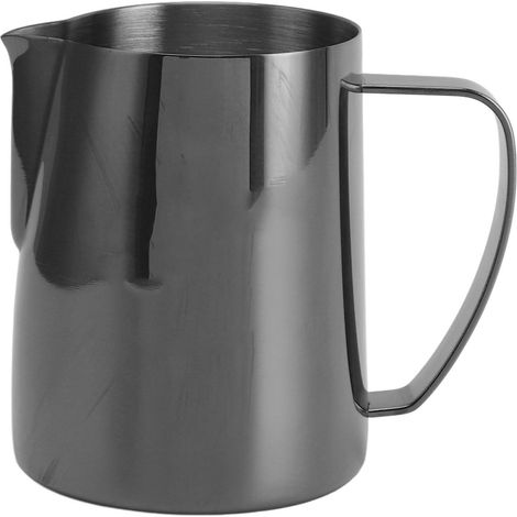 Brocca montalatte in acciaio inox 304, tazza montalatte multiuso per caffè, per uso domestico, nera, 600 ml.