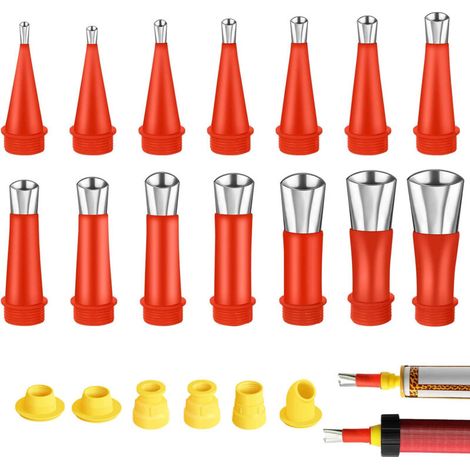 Pistolet à colle,Acier Inoxydable Calfeutrage Buse Applicateur, 20PCS d'outils de Buse en Caoutchouc Intégré Universel, Buse de Pistolet à Calfeutrer Outil de Calfeutrage pour Cuisine, Salle de Bain.. (1/5)