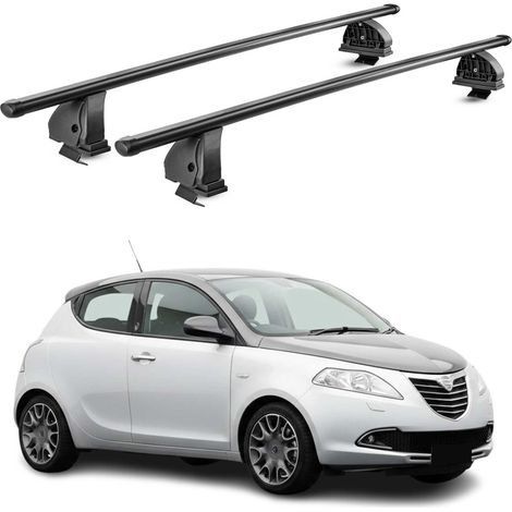 OMAC Stahl Dachträger Querträger Lancia Ypsilon III 2011-2024 – TÜV / DIN 75302:2019 – Abschließbar – Max. 75 kg – 2 Stangen – Schwarz (1/5)