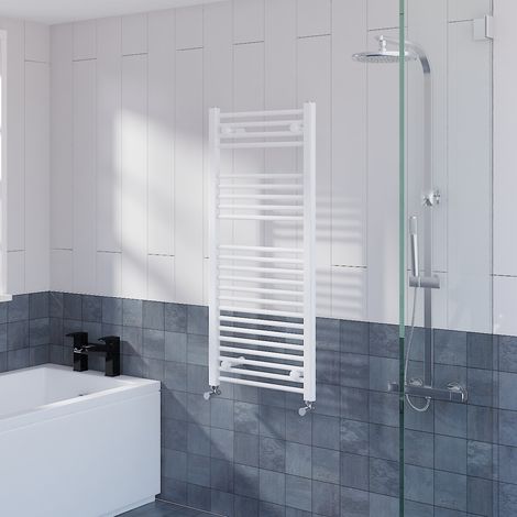 Straight Heated Towel Rail Bathroom Radiator White 1100x500mm (1/5)