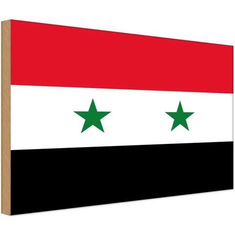 Panneau en bois 30x40 cm, blason du drapeau syrien (1/4)
