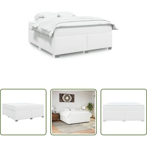 vidaXL Surmatelas -  Sommier à lattes de lit avec matelas Blanc 180x200cm Similicuir (1/5)