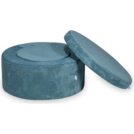 Pouf de jeu modulaire en velours côtelé bleu (1/2)