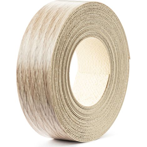 1x Bande de Chant Thermocollant 21mm x 5m Epaisseur 0,50mm Mélaminé Facile à Appliquer Bricolage Étagère Meuble Panneau Bois Durable, chêne sonoma clair (1/4)