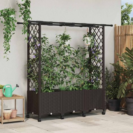 Teenpull – Hochbeet mit Rankgitter und Dach Braun 162,5 x 40 x 142 cm PP (1/5)