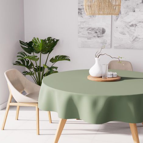 Nappe anti-tâches ronde 180 cm ALIX kaki , par Soleil d'Ocre