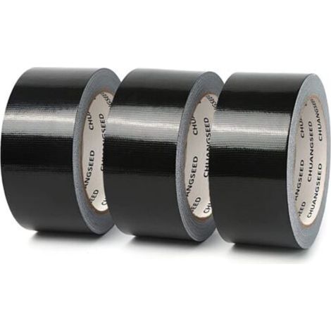 Lot de 3 rubans adhésifs en tissu noir 220 microns x 50 mm x 20m, gaffer noir,ruban adhésif americain de réparation d'étanchéité,heavy duty duct tape,ruban large resistant noir (1/5)